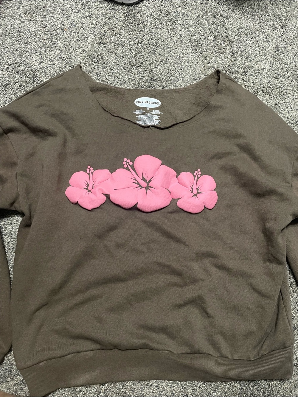 Women’s Brown Sweatshirt with Pink Floral Graphic